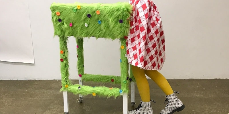 a wearable art table illusion created by a Tyler student
