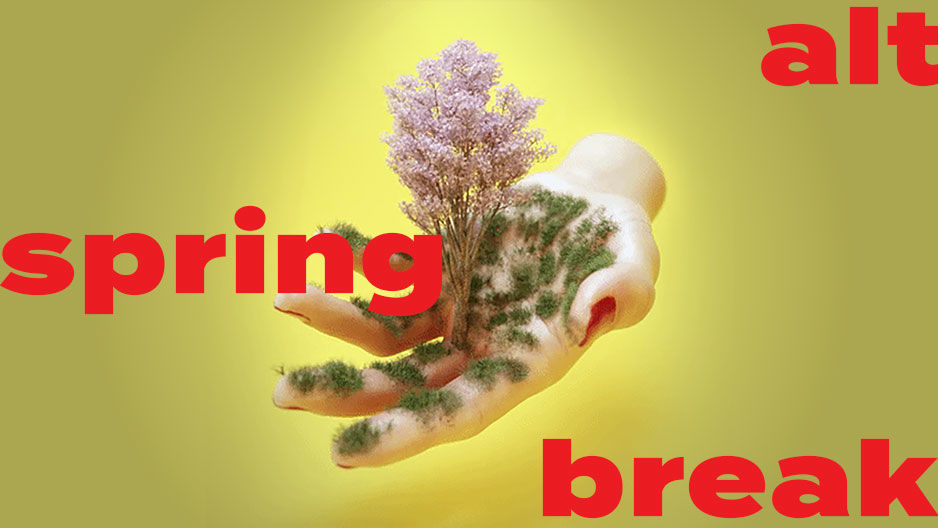 Animation of an open hand with growing greenery.