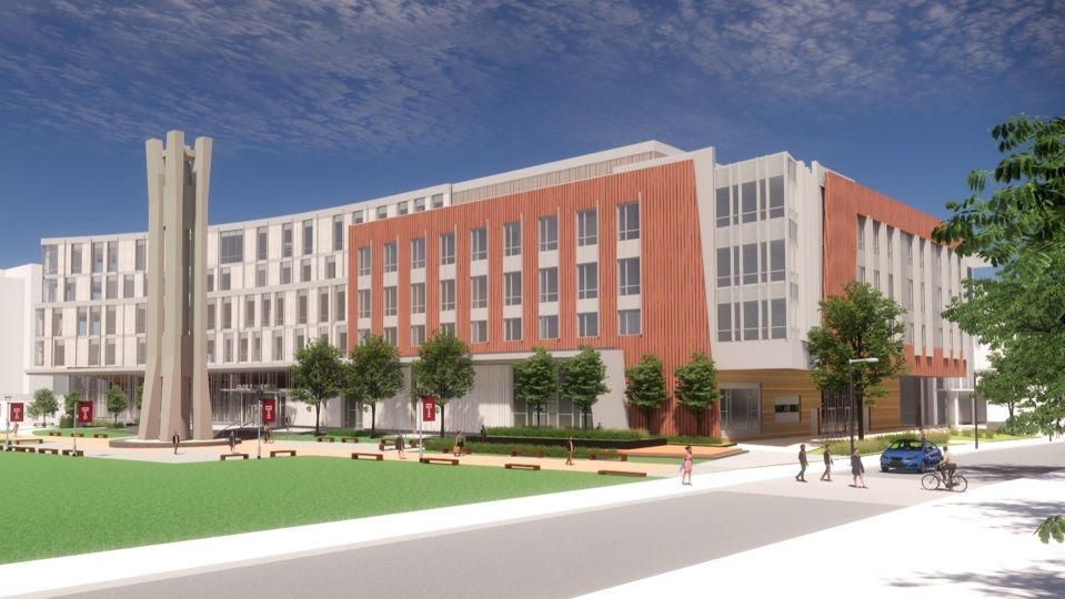 Rendering of Paley Hall pictured.
