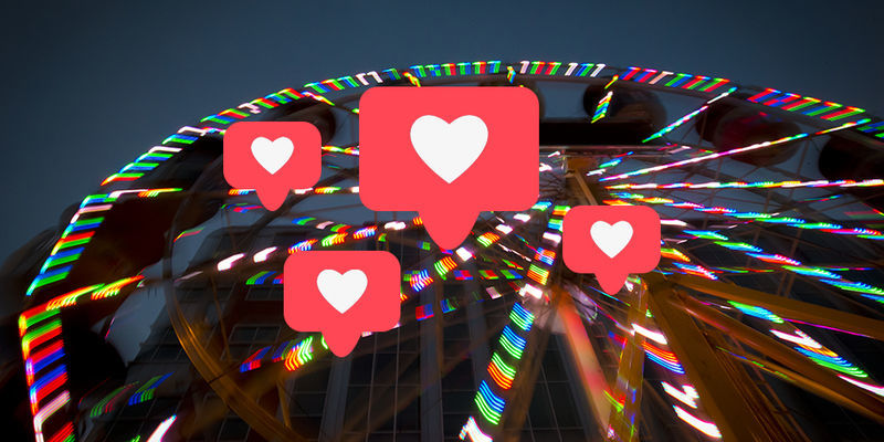 heart images overlaid on a ferris wheel