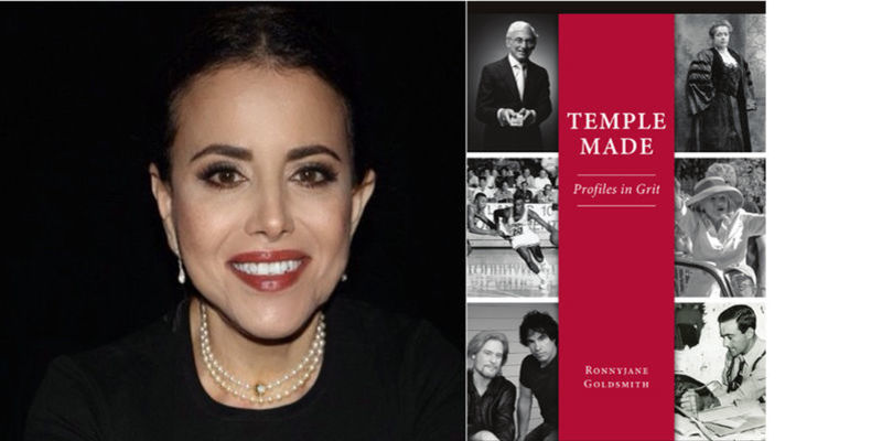 Image of Author Ronnyjane Goldsmith and the “Temple Made: Profiles in Grit” book cover. 