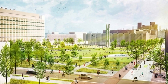 A rendering of the proposed quad on Temple’s Main Campus.
