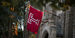 A Temple University flag outside Sullivan Hall.
