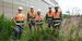 Image of the Temple research team in a bioinfiltration basin along I-95.