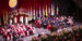 President Fry speaking at podium during Commencement