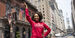 Angaza standing in front of the Academy of Music