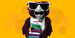 Hooter wearing sunglasses and carrying a stack of books