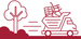 Image of a truck carrying furniture and trash driving past a tree
