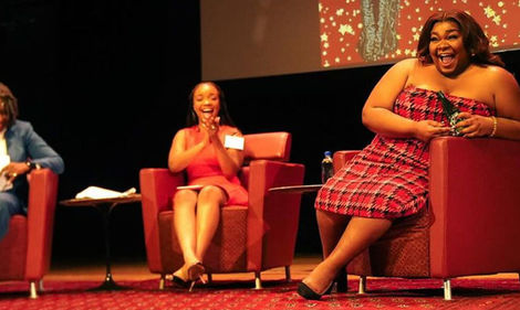 Randolph onstage at TPAC with Williams-Witherspoon and Hogan