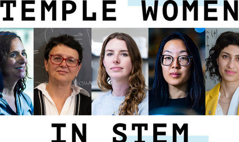 Graphic of five Temple women trailblazers in STEM.
