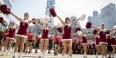Temple cheerleaders at Philadelphia City Hall.