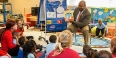 Mayor Michael Nutter reads a children’s book in a Philadelphia classroom.