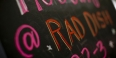 A chalkboard sign at Rad Dish Co-Op. 