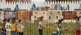A mural of young people.