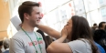 Temple med students Chris Kyper and Becky Lacayo reacting to their residency matches.