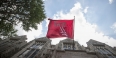A Temple flag at Sullivan Hall. 
