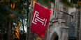 Temple flag outside Sullivan Hall