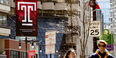 A Temple spring campaign ad on a Philadelphia street.
