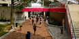 Photo of the entrance of the new Anderson and Gladfelter Terrace.