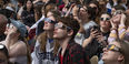 Image of students wearing eclipse glasses to view the April 8 solar eclipse.