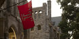 The Temple flag flying outside on Main Campus