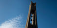 the Bell Tower rising toward a blue sky