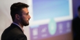 Fox student Nick Delmonico presents during the Be Your Own Boss Bowl.
