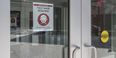 Physical distancing signage on Temple campus.
