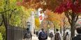 students walking down Broad Street