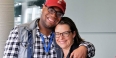 An actor and the director of ‘A Fierce Kind of Love” posing in WHYY’s studio.