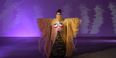 A student poses during the Wearable Art Show.
