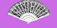 A black and white image of a fan, part of the poster for "The Country Wife."