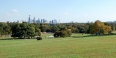 A section of Fairmount Park with Philadelphia’s skyline in the distance.