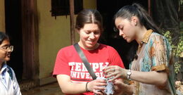 Temple and MGM students conducting a water treatment activity