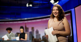 Image of students inside the TUTV studio.