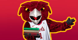 Hooter holding a stack of books