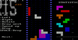 Gif of Tetris prototype with falling blocks in motion.
