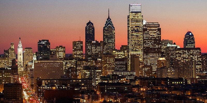 Philadelphia’s skyline from Temple’s Main Campus.