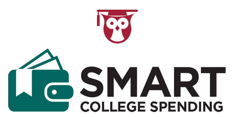 An owl with a commencement cap above the words smart college spending.