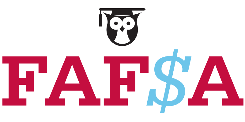 An illustration of the FAFSA acronym and an owl wearing a commencement cap.