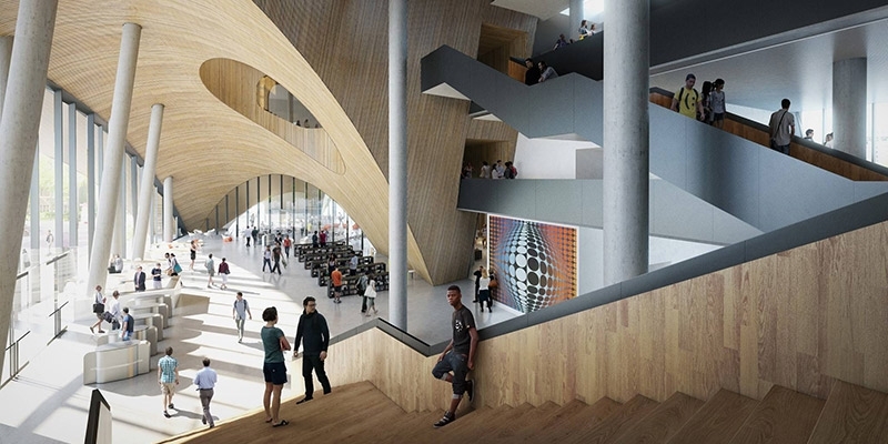 A rendering of the atrium designed for Temple's new library.