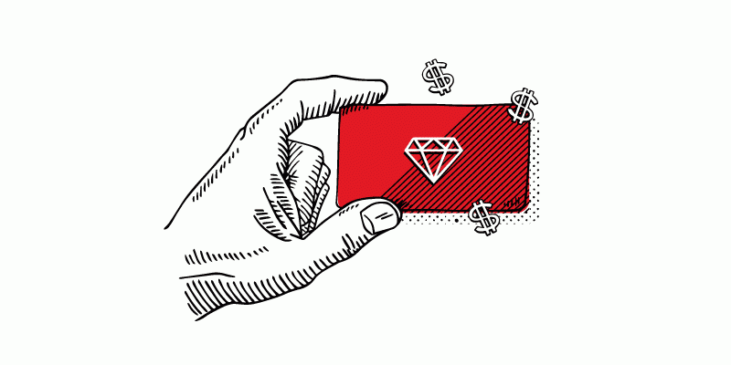  An illustration of a credit card with a diamond on it.
