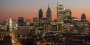 The Philadelphia skyline at sunset. 