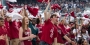 Owls fans wave cherry and white flags