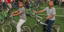 young boys on their new bicycles