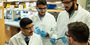 Bioengineering students working together in a lab