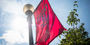 A Temple flag flies on Ambler Campus.