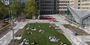 students lounging on Anderson Hall's new green space