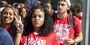 Students pictured as they walk to Convocation.