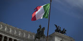 The Italian flag flying in Rome.